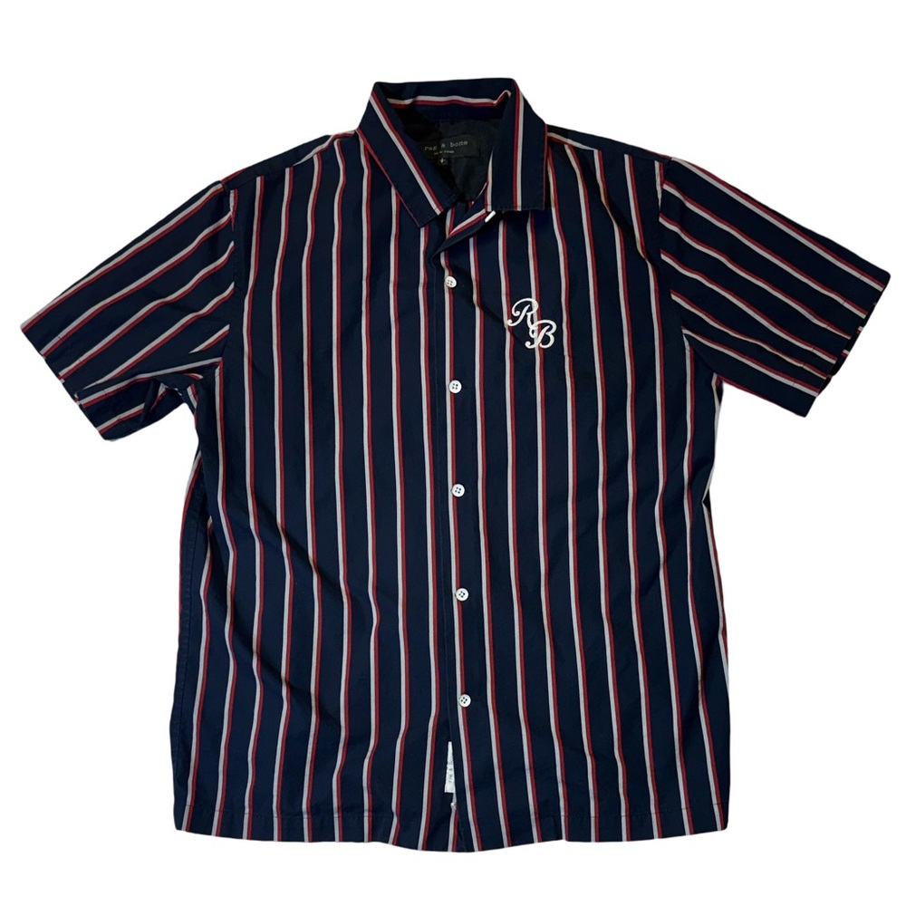 Rag & bone mens S Small blue red stripe spread collar button up casual shirt EUC
